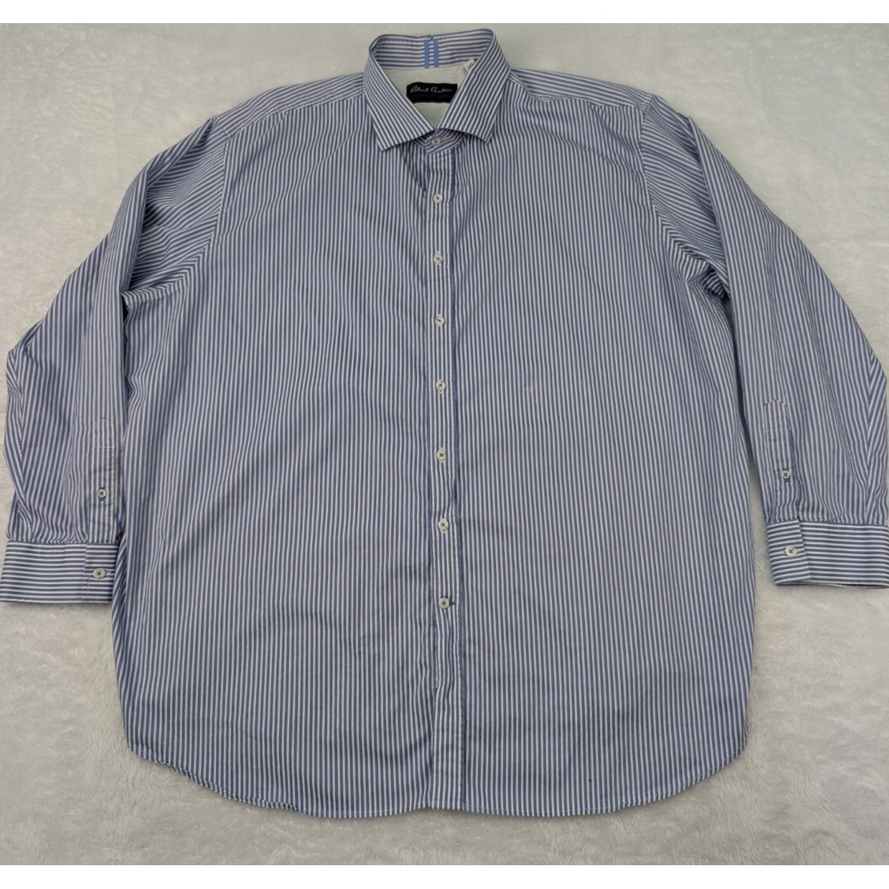 Robert Graham Button Down Shirt Men's Size 3XL Blue Striped‎ L/S *Stain